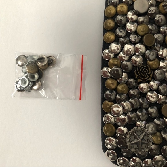 DMR touch black leather studded clutch or crossbody bag - Picture 11 of 12